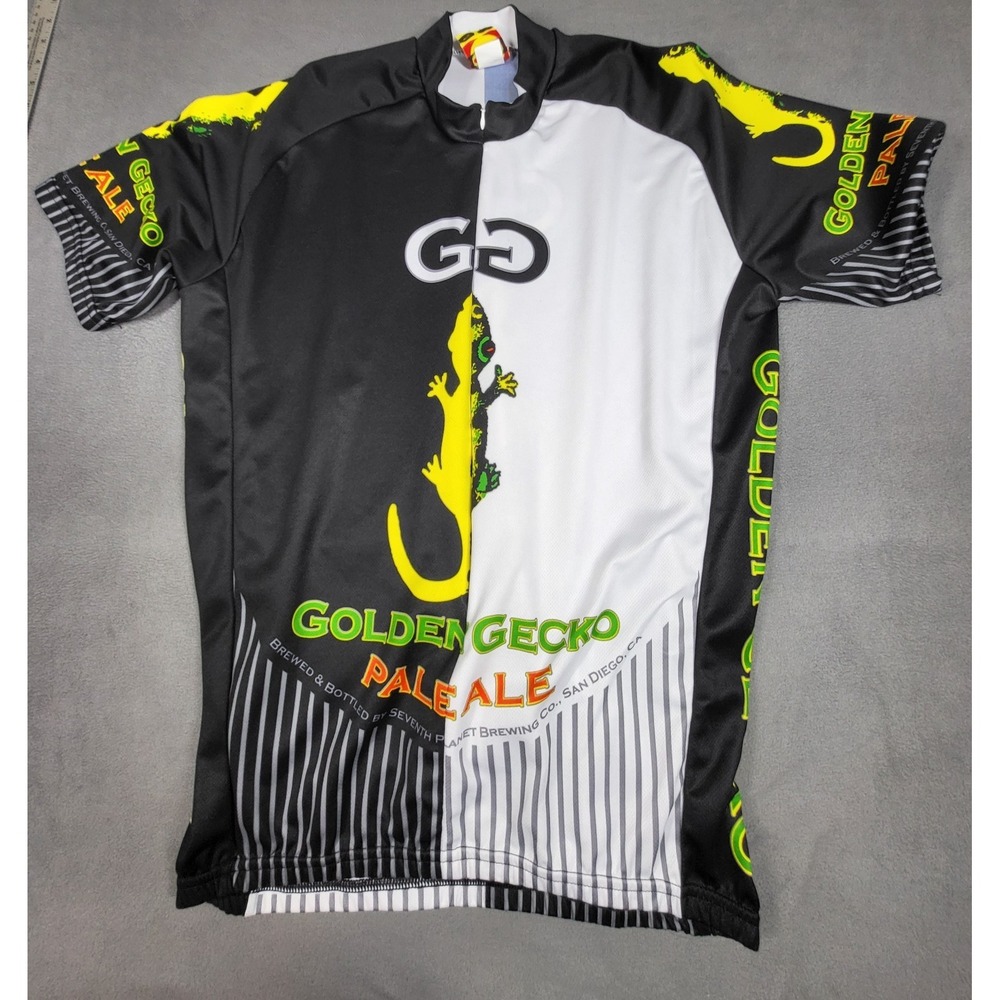 World Jerseys Golden Gecko Pale Ale Cycling Jersey Men's XL Black Yellow 3/4 Zip